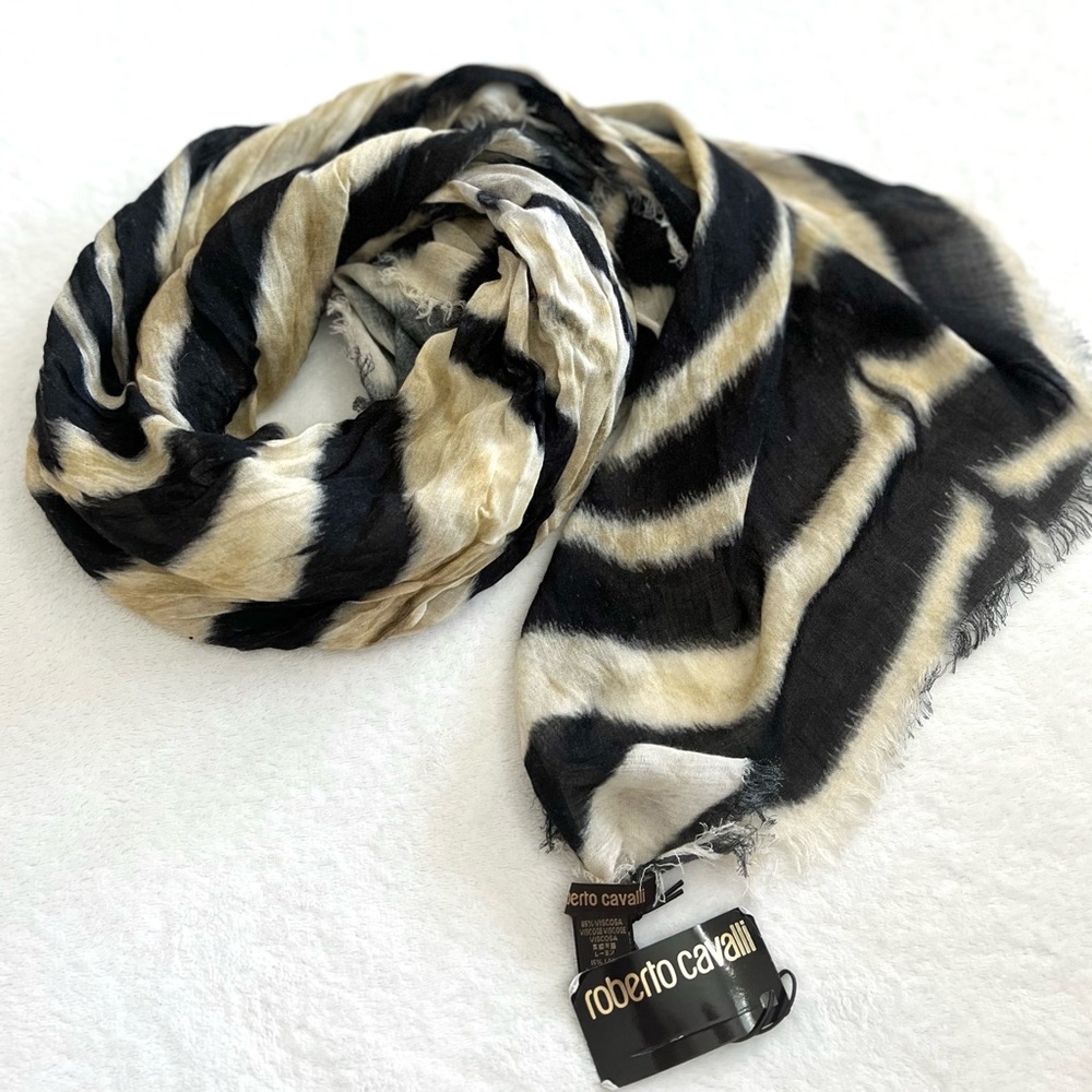 Roberto Cavalli Zebra Stripe Lightweight Scarf